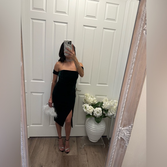 Fashion Nova Medium Off Shoulder Velvet Dress with Slit - Picture 6 of 9